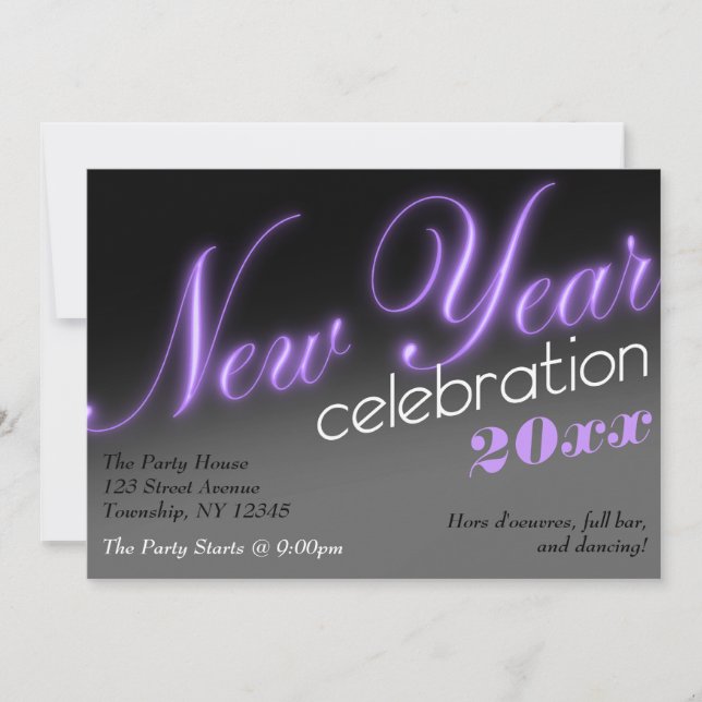 New Year Celebration 2013 Neon Party Invitations (Front)