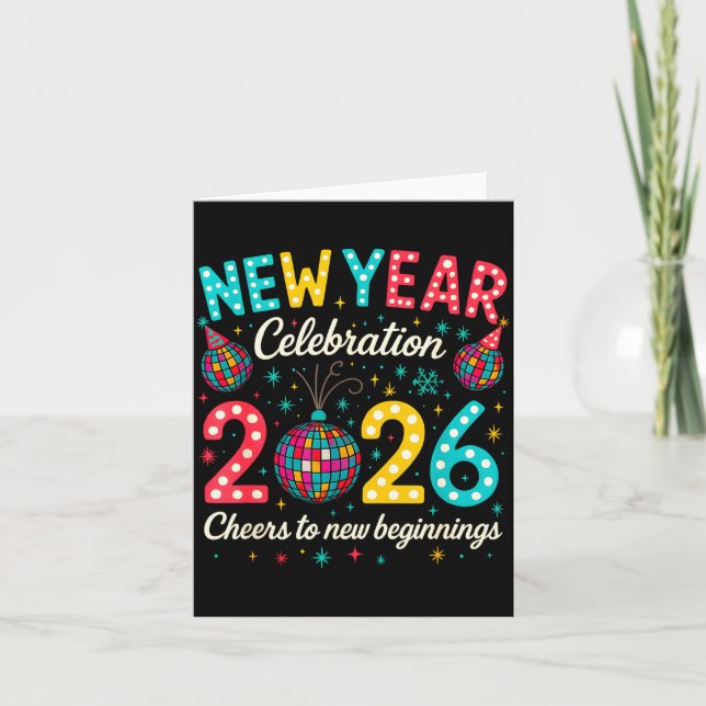New Year Celebration 2026 Disco Ball Matching Wint Card (Front)