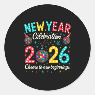 New Year Celebration 2026 Disco Ball Matching Wint Classic Round Sticker