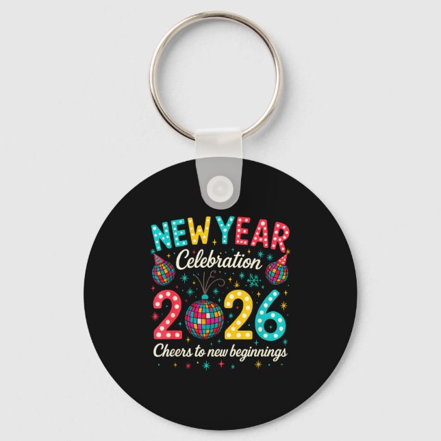 New Year Celebration 2026 Disco Ball Matching Wint Key Ring (Front)