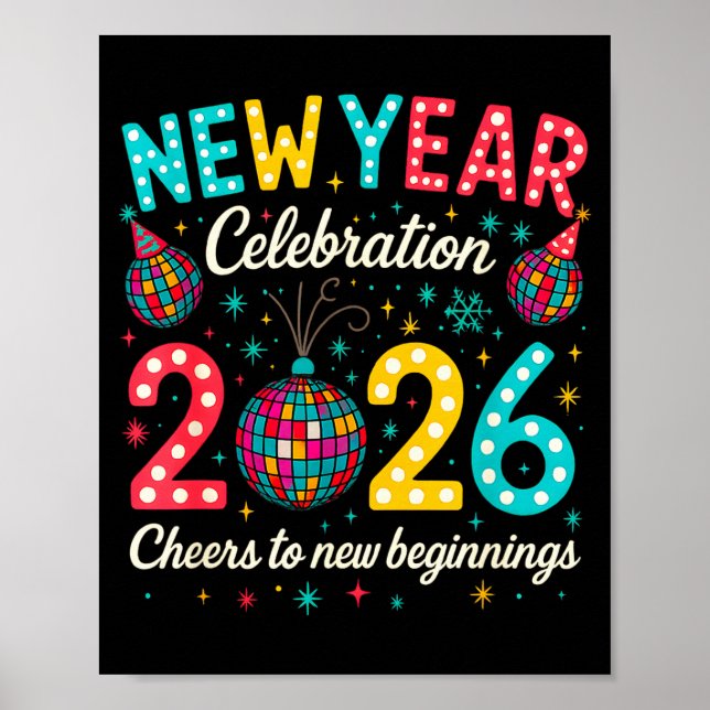 New Year Celebration 2026 Disco Ball Matching Wint Poster (Front)