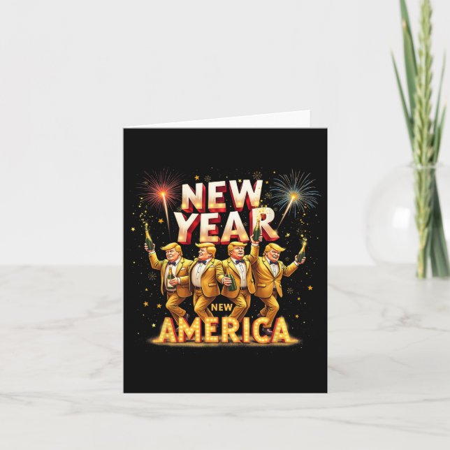New Year Celebration Patriotic Funny Trump Humour  Card (Front)