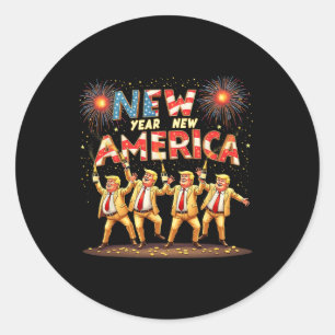 New Year Celebration Patriotic Funny Trump Humour Classic Round Sticker
