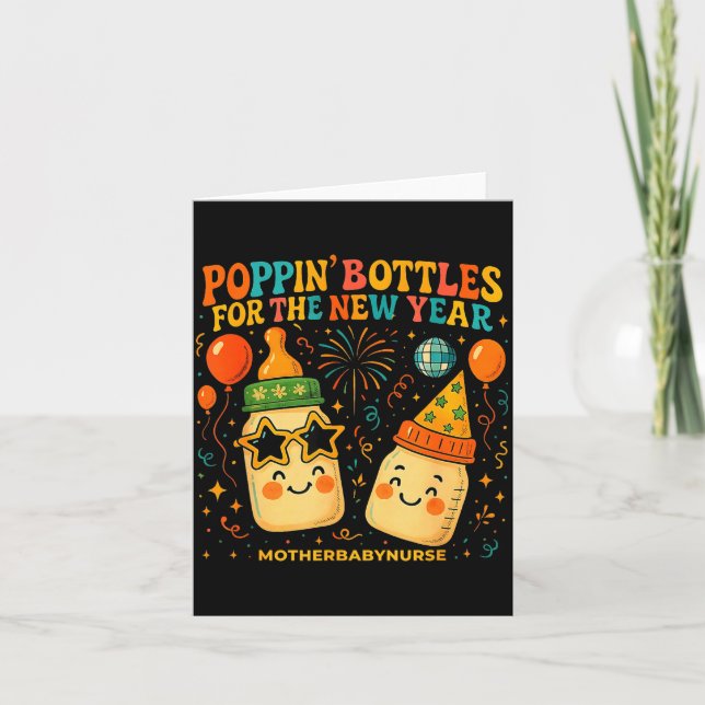 New Year Celebration Pn Bottles Mother Baby Nicu N Card (Front)