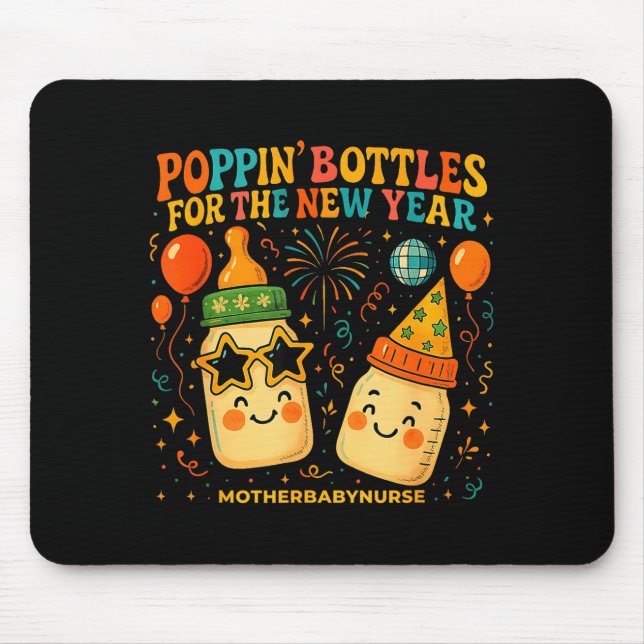 New Year Celebration Pn Bottles Mother Baby Nicu N Mouse Mat (Front)