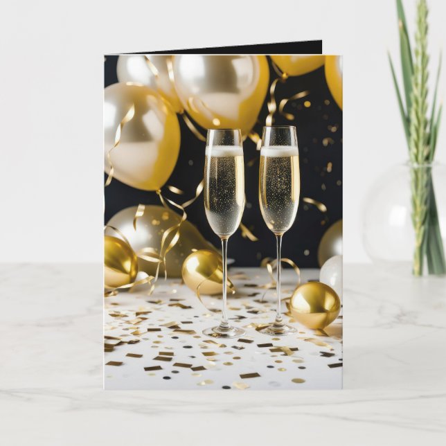 New Year Champagne Card (Front)