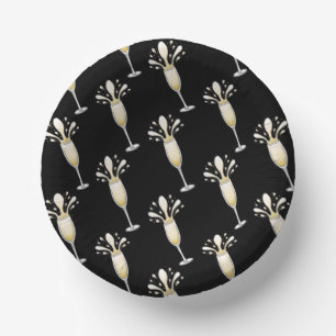 New Year Champagne Flute Glass Paper Plate