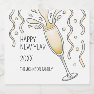 New Year Champagne Glass Sparkling Wine Label