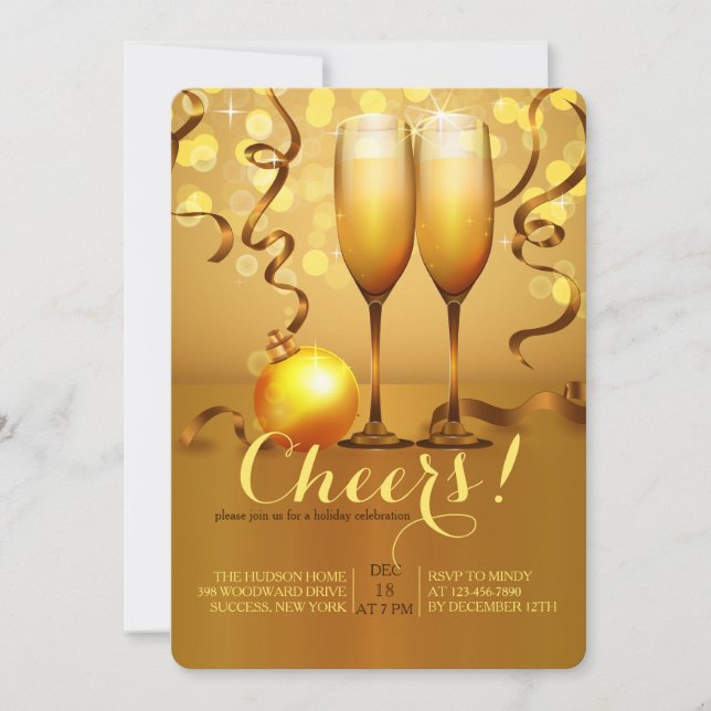 New Year Champagne Toast Invitation (Front)