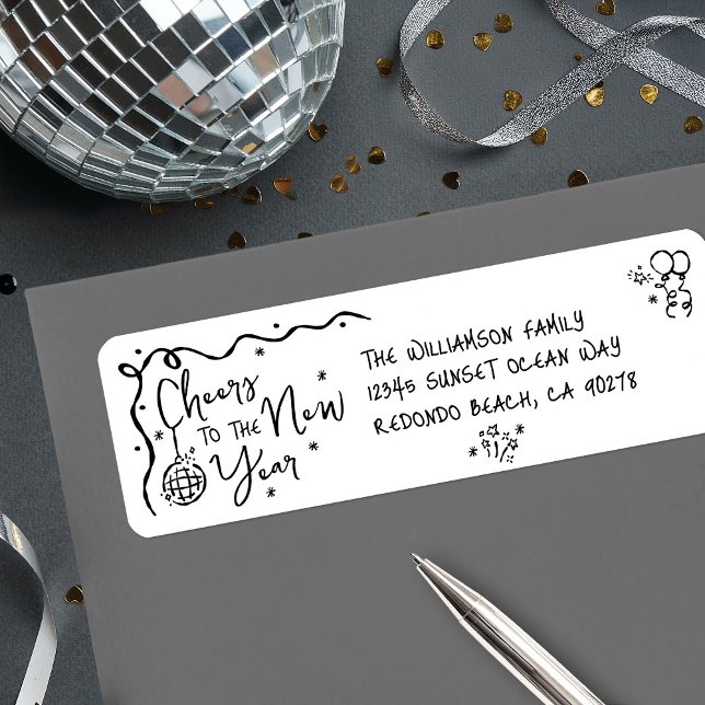 New Year Cheer Black on White Hand Drawn Address (Creator Uploaded)