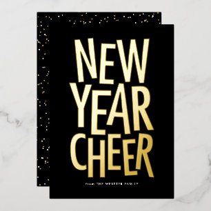 New Year Cheer bold colourful happy 2023 Foil Holiday Card