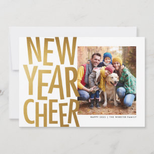 New Year Cheer faux gold fun one photo Holiday Car