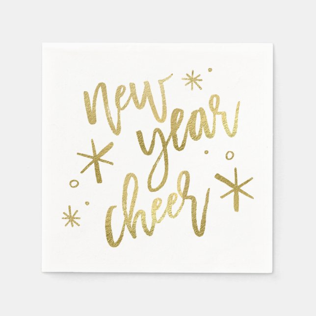 New Year Cheer Gold Foil Napkins (Front)