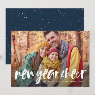 New year cheer playful funky writing photo card