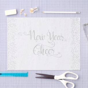 New Year Cheer Silver Glitter Snowflakes on White Tissue Paper