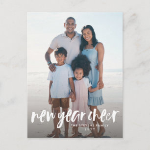 New year cheer simple modern white holiday postcard