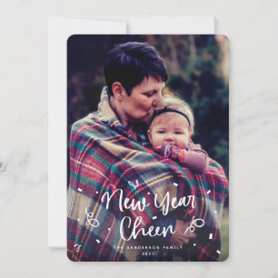 New Year Cheer Ticker Tape Full Photo Holiday Card