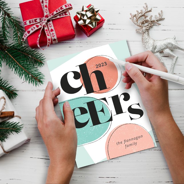 New Year Cheers Abstract Design Holiday Card (Creator Uploaded)