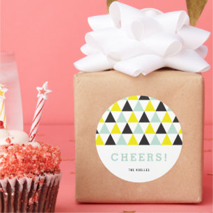 New Year Cheers Colourful Mod Geometric Holiday Classic Round Sticker