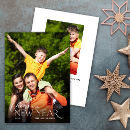 New Year Cheers Message 2 Photo Holiday Card
