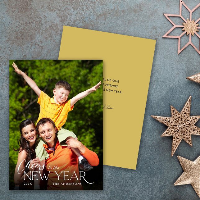 New Year Cheers Message Photo Holiday Card (Creator Uploaded)