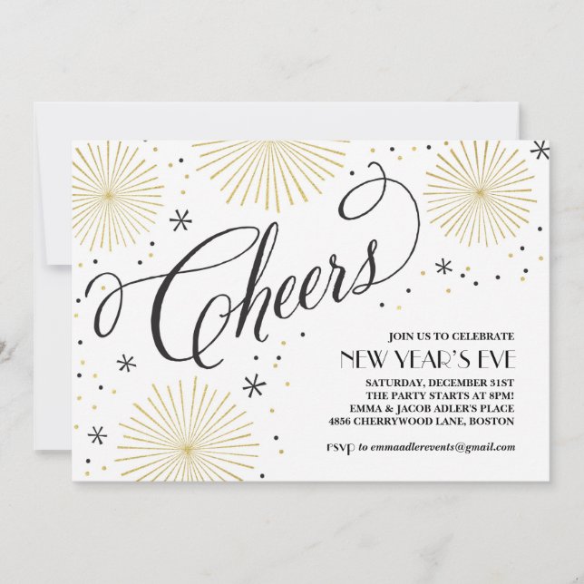 New Year Cheers New Years Party Invitation (Front)