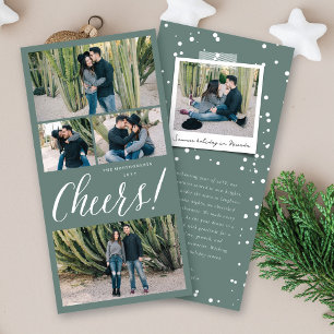 New Year Cheers Script Modern Holiday Photo Card