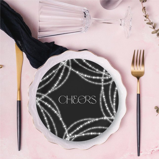 New Year Cheers Sparkling Lights Stylish Chic Paper Plate (New Year Cheers Sparkling Lights Stylish Chic Paper Plates @ fat_fa_tin)