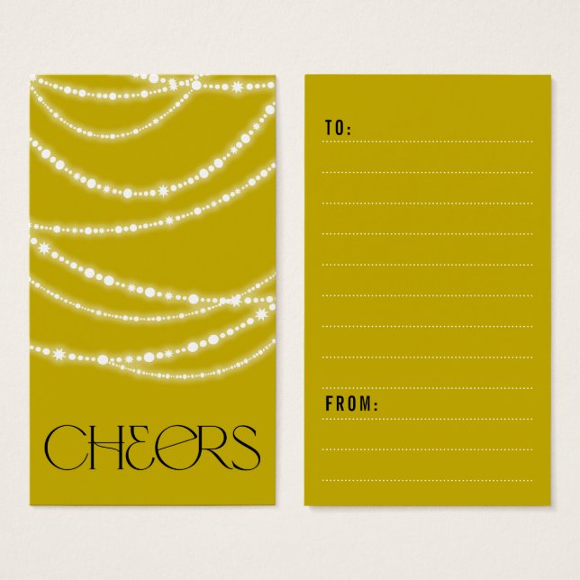 New Year Cheers Sparkling Lights Stylish Gift Tag (Front & Back)