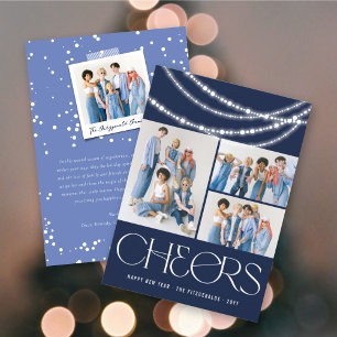 New Year Cheers Sparkling Lights Stylish Photo Holiday Card