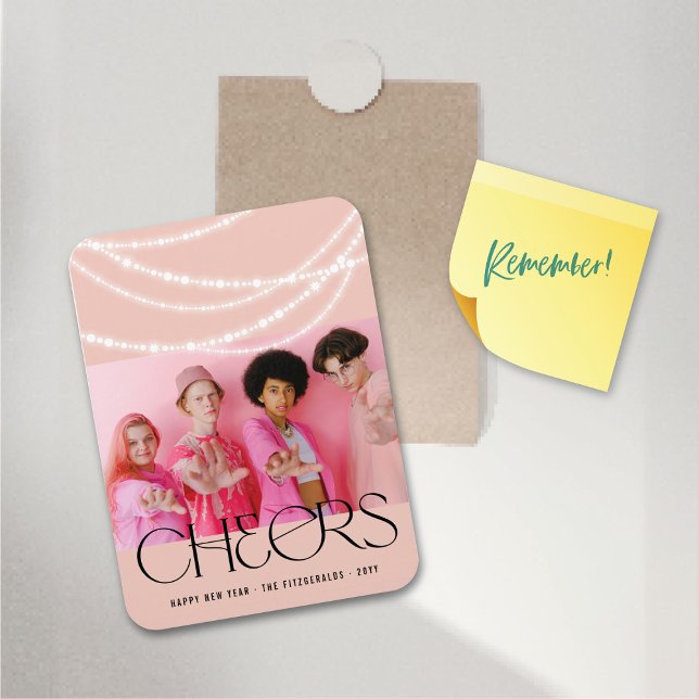 New Year Cheers Sparkling Lights Stylish Photo Magnet (New Year Cheers Sparkling Lights Stylish Photo Flexible Magnet @ fat_fa_tin)