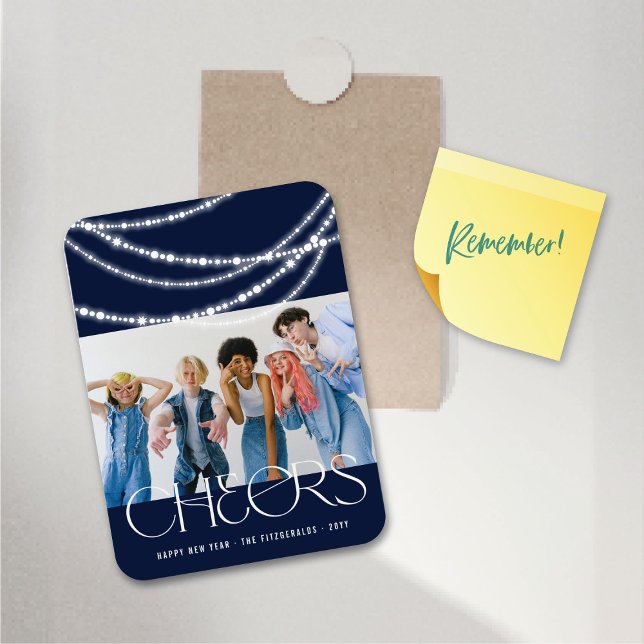 New Year Cheers Sparkling Lights Stylish Photo Magnet (New Year Cheers Sparkling Lights Stylish Photo Flexible Magnet @ fat_fa_tin)