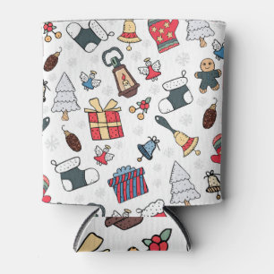 New Year: Christmas Holiday Pattern. Can Cooler