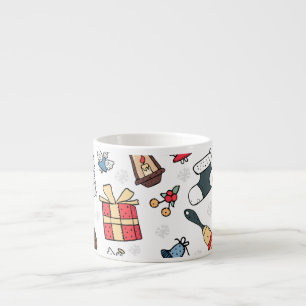 New Year: Christmas Holiday Pattern. Espresso Cup