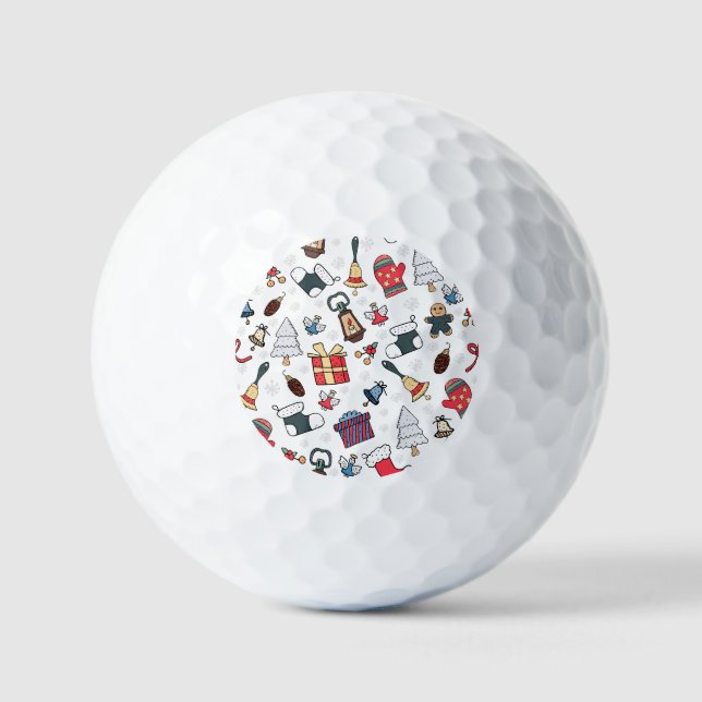 New Year: Christmas Holiday Pattern. Golf Balls (Front)