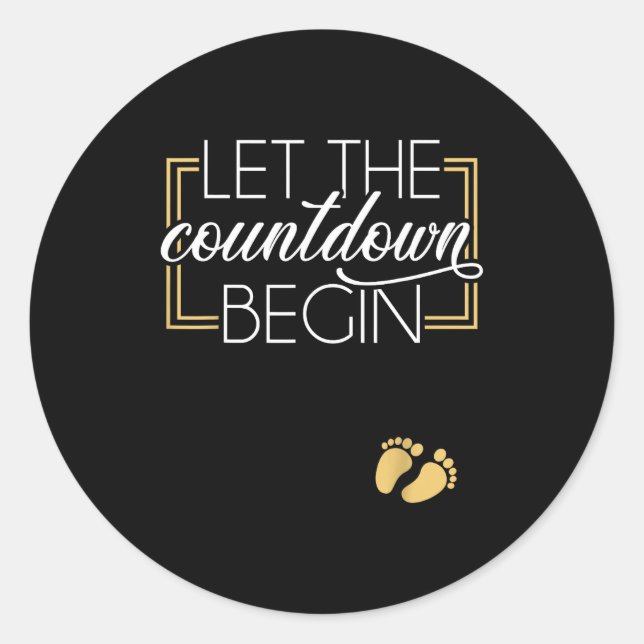New Year Christmas Pregnancy Announcement Countdow Classic Round Sticker (Front)