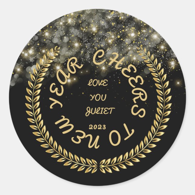 New Year Classic Round Stickers (Front)