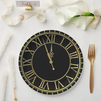 New Year Clock Holidays 9" Paper Plates