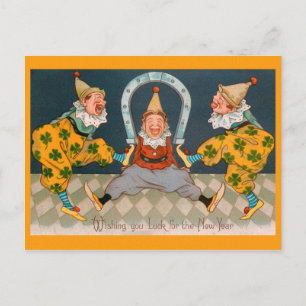 New Year clowns & clovers Postcard