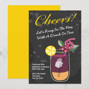 New Year Cocktail Drinks Party Personalised Invitation