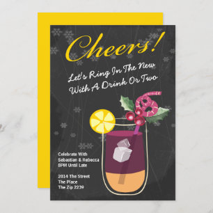 New Year Cocktail Drinks Party Personalised Invitation