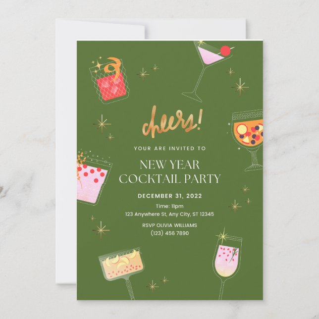 New year cocktail party invitation (Back)