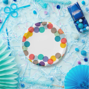 New Year Colourful Fun Confetti Dots Holiday Party Paper Plate