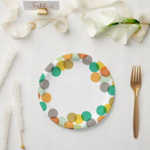 New Year Colourful Fun Confetti Dots Holiday Party Paper Plate