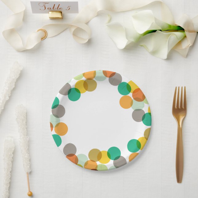 New Year Colourful Fun Confetti Dots Holiday Party Paper Plate (Wedding)