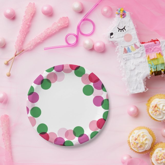 New Year Colourful Fun Confetti Dots Holiday Party Paper Plate (Party)