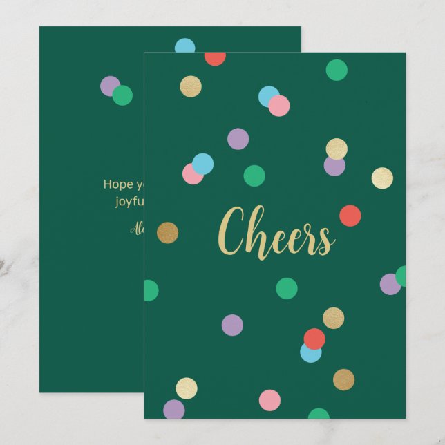 New Year Confetti Evergreen Greeting Card (Front/Back)