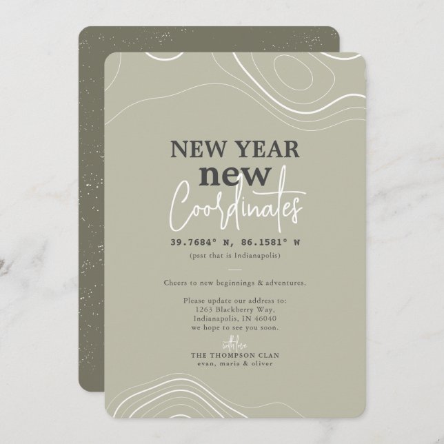 New Year Coordinates Green Moving Announcement (Front/Back)