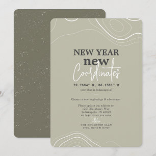 New Year Coordinates Green Moving Announcement