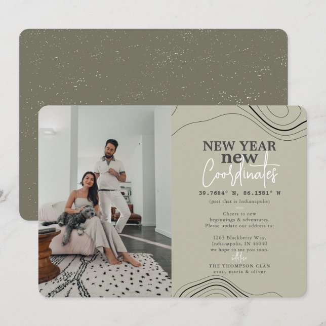 New Year Coordinates Pic Green Moving Announcement (Front/Back)